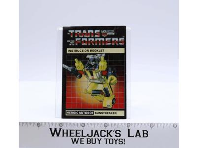 Sunstreaker Action Figure Instruction Manual 1984 Vintage Hasbro G1 Transformers