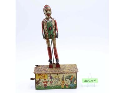 Dandy Jim The Clown Dancer WORKS Wind Up Tin Toy by Unique Art