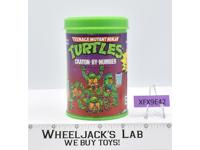 TMNT Crayon by Number Set 32 Crayons Container Sharpener Rose Art 1990 Mirage
