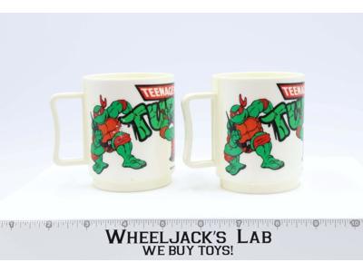 2 Plastic Cups W/Handle Teenage Mutant Ninja Turtle TMNT 1989 Peter Pan Mirage