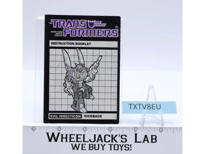 Kickback Action Figure Instruction Manual Booklet 1984 Hasbro G1 Transformers