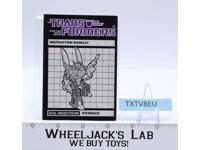 Kickback Action Figure Instruction Manual Booklet 1984 Hasbro G1 Transformers