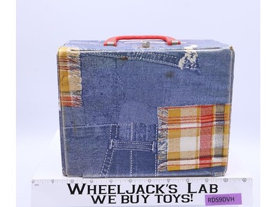 Denim & Plaid Patchwork Vinyl Lunch Box ONLY 1970s King Seeley Vintage