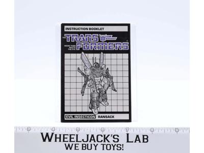 Ransack Instruction Manual Booklet 1985 Hasbro G1 Transformers