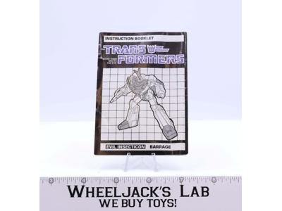 Barrage Action Figure Instruction Manual Booklet 1985 Hasbro G1 Transformers