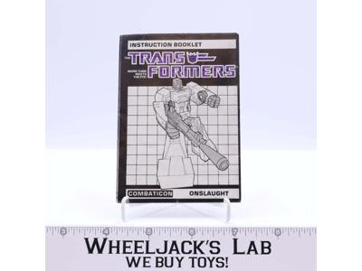 Onslaught Action Figure Vintage Instruction Manual Booklet 1986 G1 Transformers