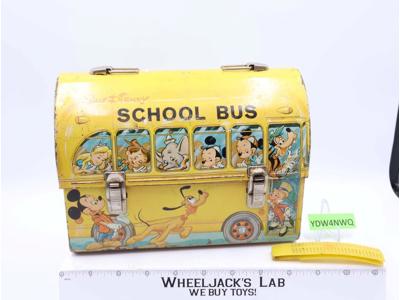 Walt Disney School Bus Metal Lunchbox NO THERMOS 1961 Aladdin Vintage