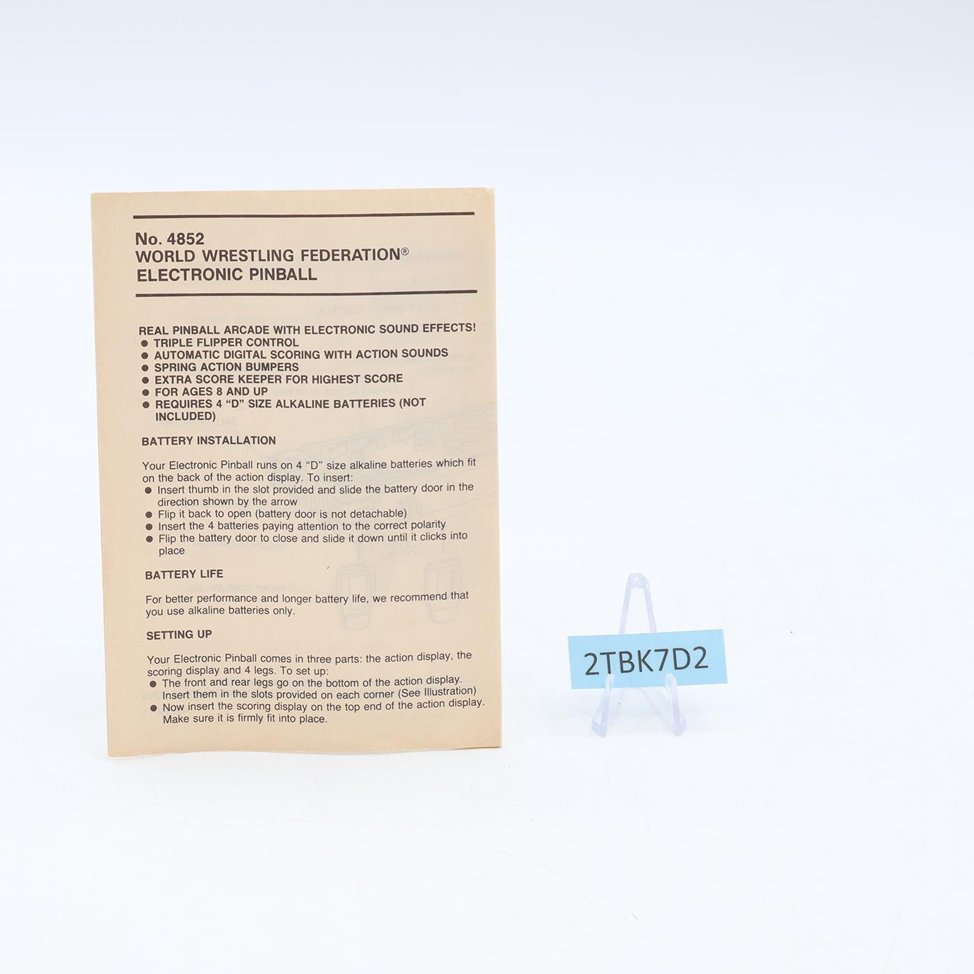 Electronic Power Pinball WWF Wrestling 1991 Playtime Titan Sports Vintage