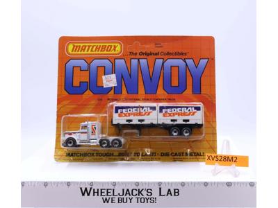 Federal Express WHITE Matchbox Convoy Die Cast Peterbilt Double Container MOSC