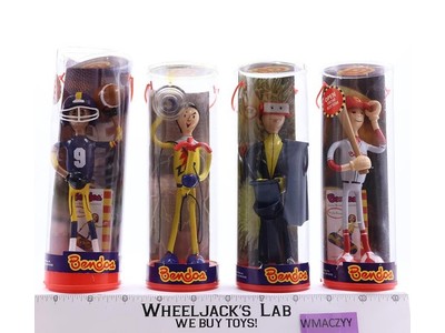 Lot of 4 Bendos Figures 2000s Kid Galaxy Scuba Diver Football Baseball Zap NEW