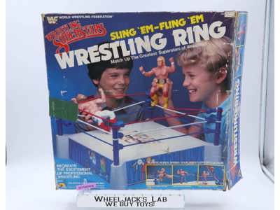 Sling EM Fling EM Wrestling Ring Complete W/ Box WWF LJN Wrestling Vintage