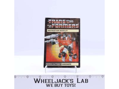 Sideswipe Action Figure Instructions Manual Booklet 1985 G1 Transformers
