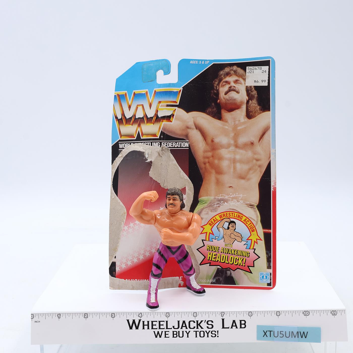 Ravishing Rick Rude WWE WWF Wrestling W/Cardback Complete 1991 Hasbro Vintage