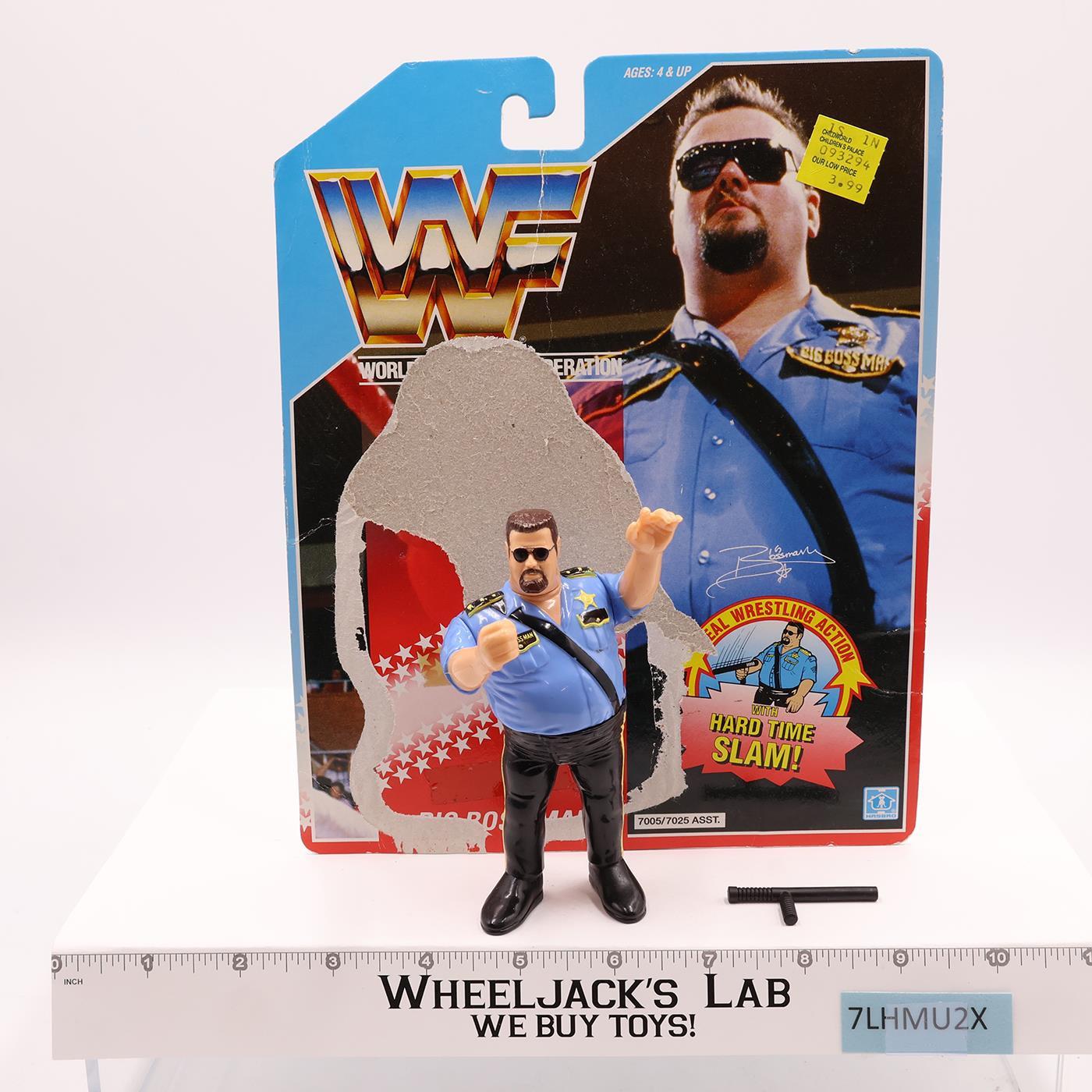 Big Boss Man W/CARDBACK 100% Complete 1990 WWF Wrestling Hasbro Vintage Figure