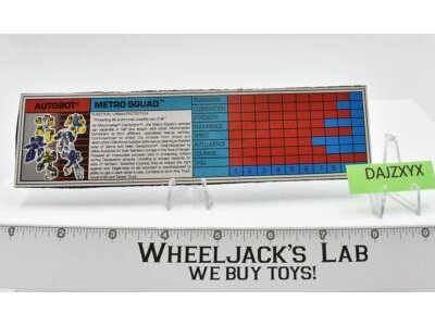 Metro Squad Micromaster Figure Tech Spec 1990 Vintage G1 Transformers