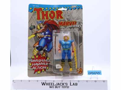 Thor Smashing Hammer Action Marvel Super Heroes MOSC 1991 Toybiz Vintage