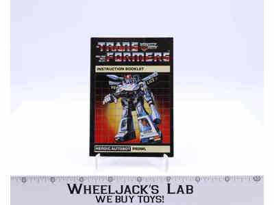 Prowl Action Figure Vintage Instruction Manual 1984 Hasbro G1 Transformers
