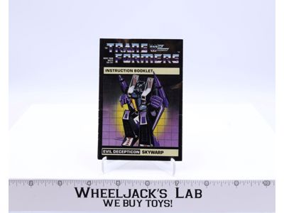 Skywarp Action Figure Instruction Manual Booklet 1984 G1 Transformers