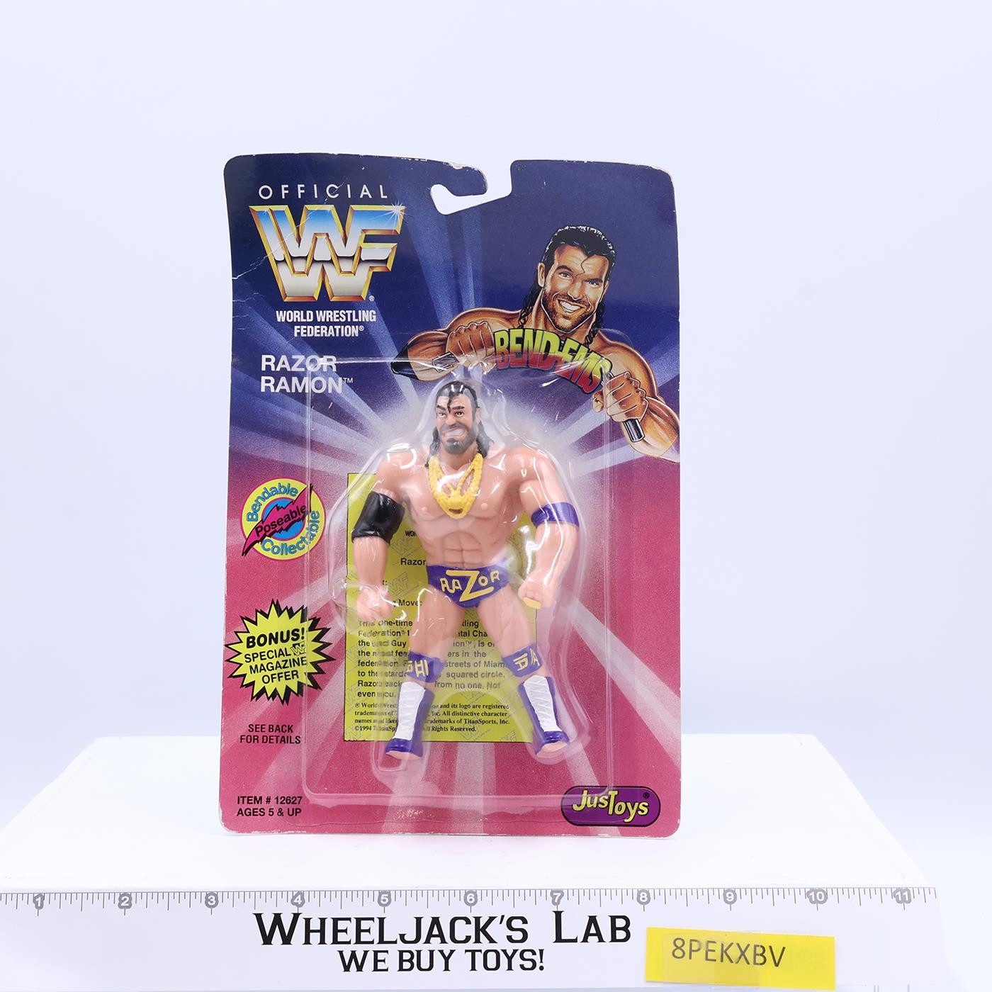 Razor Ramon Bend-Ems WWF 1994 Just Toys 5" Vintage NEW MOSC SEALED