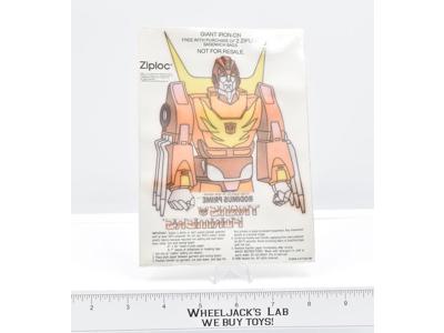 Iron-On Rodimus Prime Premium 1986 Ziploc G1 Transformers Vintage The Movie