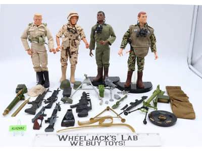 Lot of 4 G.I. Joe 12" Action Figures + Accessories 1990s-2000s Hasbro