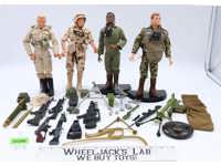 Lot of 4 G.I. Joe 12" Action Figures + Accessories 1990s-2000s Hasbro