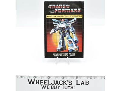 Prowl Action Figure CANADIAN Instruction Manual 1985 Hasbro G1 Transformers