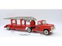 Red Fire Truck #3 W/Ladder Buddy L 1960's Pressed Steel 25" Long Toy Truck
