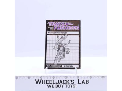 Shrapnel Action Figure Instruction Booklet Manual 1985 Vintage G1 Transformers
