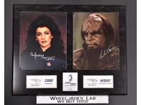 Counselor Troi & Security Officer Worf Star Trek Sirtis/Dorn AUTOGRAPHED Plaque