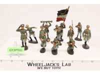 WWII German Soldiers (12) 3" Elastolin Vintage w/ Weapons Firing Crouching Flag