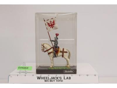 Mounted Knight White Horse Vintage Toy Soldier Elastolin by Preiser 7" NIB #7325