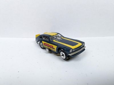 Blue/Yellow "Catch Me" Pinto Funny Car HO Slot Car Tyco Vintage