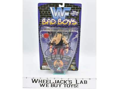 Jerry "The King" Fowler 7" AUTOGRAPHED WWF Bad Boys MOSC 1997 Jakks Wrestling