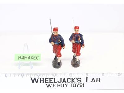 WWI French Marching Soldiers Lot (2) Toy Soldier Elastolin 3"