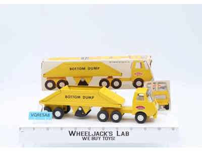 Tiny Bottom Dump Truck #655 YELLOW W/ BOX Tonka Pressed Steel Vintage Vehicle