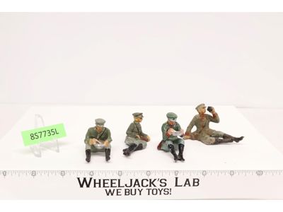 4 German Soldiers Up to 2.5 Elastolin Lineol Toy Figures Sitting Eating Drinking