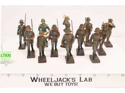 WWII German Soldiers (12) 3" Elastolin Lineol Marching Army Band Cymbals Drum