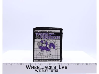 Scorponok Action Figure Instruction Manual Booklet 1987 G1 Transformers