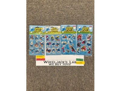 Smurf LOT of 4 Puffy Stickers Assortment #1,2,6,7 1980-1982