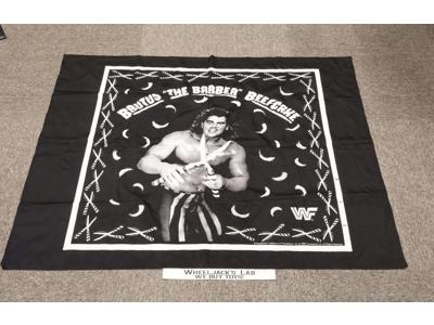 WWF Huge Vintage 1989 Wall Hanging Flag Brutus the Barber Beefcake Wrestling