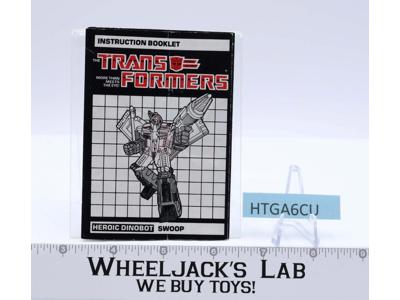 Swoop Action Figure Instruction Manual Booklet 1985 Hasbro G1 Transformers