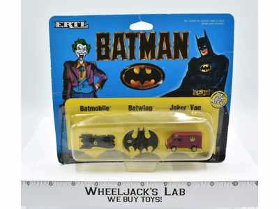 Batman MOSC NEW Diecast Metal ERTL 1989 Micro Batmobile, Batwing, Joker Van Set