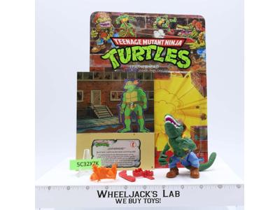 Leatherhead W/Pop Up Display Card 100% Complete TMNT 1988 Playmates Figure