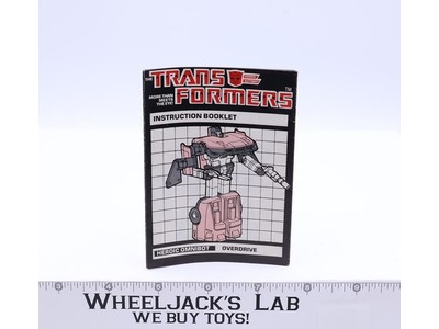 Overdrive Action Figure Instruction Manual Booklet 1984 G1 Transformers