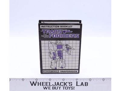 Snapdragon Action Figure Instruction Manual Booklet 1986 Hasbro G1 Transformers