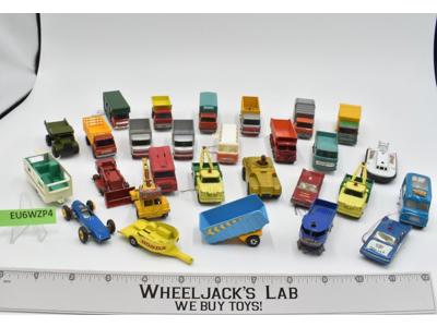 Lot of 28 Die Cast Metal Cars/Buses/Trucks by Lesny Matchbox 1960's Toy Cars