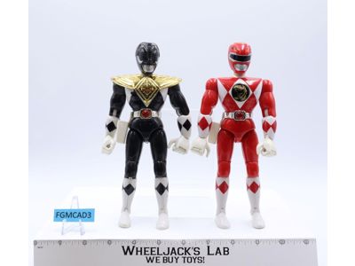Lot of 2 Power Rangers BLACK & RED 1993 8" Bandai Action Figures