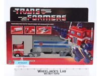 Optimus Prime GRAY BLOATED W/Box & Insert UNUSED STICKERS 1984 G1 Transformers