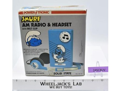 Smurf AM Radio and Headset W/Belt Clip 1982 Power Tronic